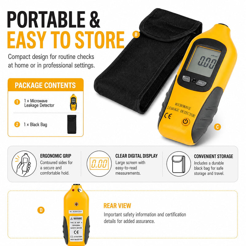 Digital Microwave Meter, HT-M2 Digital LCD Display Microwave Leak Detector High Precision Radiation Meter 0-9.99mW/cm²