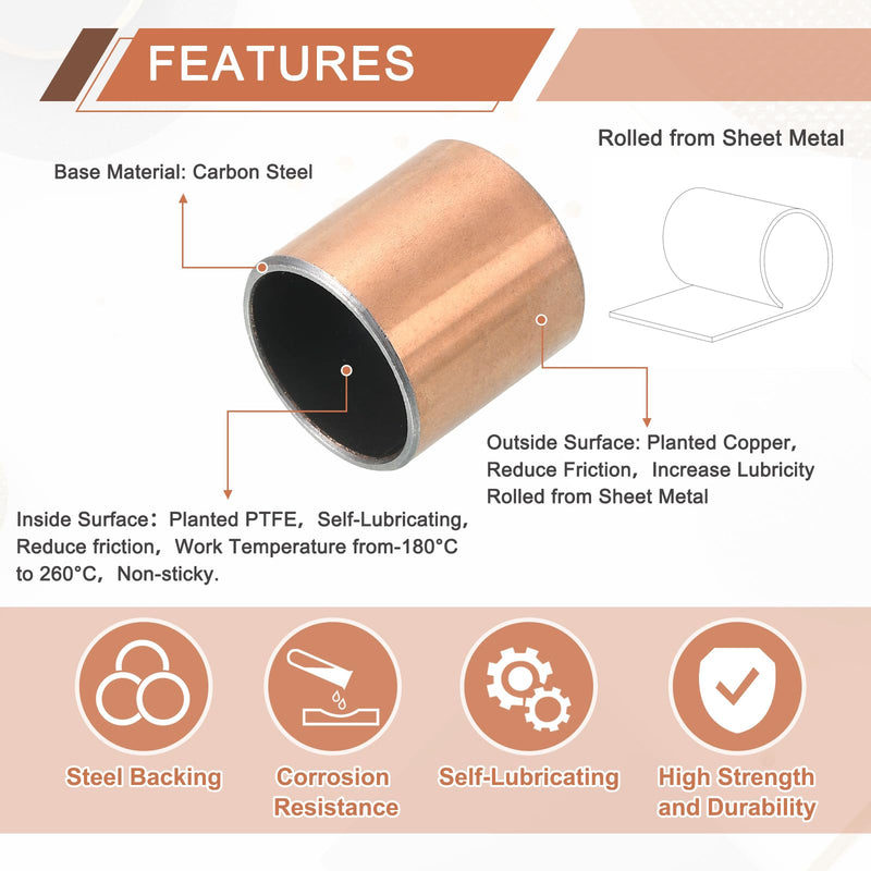 [Australia - AusPower] - uxcell 2 Pcs Sleeve Bearing 7/8" Bore x 1" OD x 1" Length Plain Bearings Wrapped Oilless Bushings Self-Lubricating Bushings for Sliding Parts of Machinery 7/8"x1"x1" 