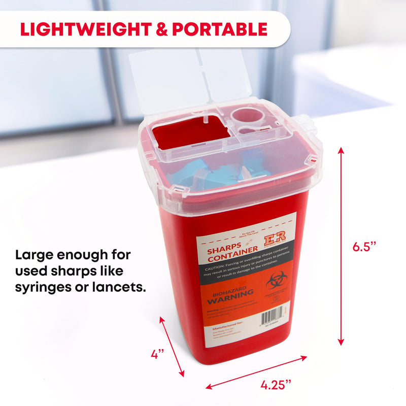 [Australia - AusPower] - Ever Ready First Aid Sharps Container with Split Lid Design and Locking Mechanism for Sharp Waste Disposal, 1 Quart 