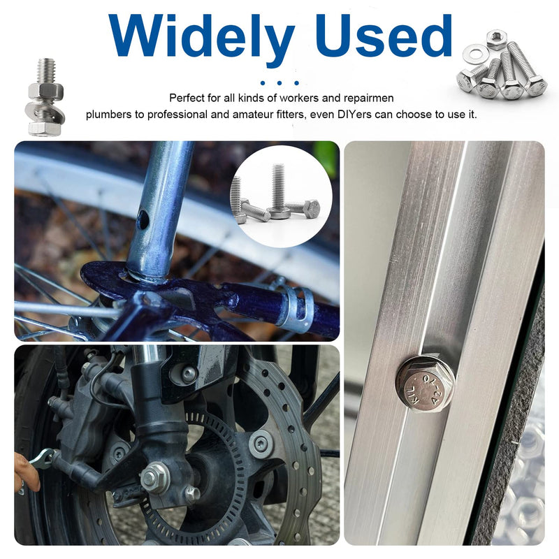 [Australia - AusPower] - NINDEJIN 552 PCS M3 M4 M5 M6 Hex Head Bolts and Nuts Set, 304 Stainless Steel External Hexagonal Bolts Set with Nuts and Washers, Heavy Duty Hex Head Cap Bolts and Nuts Kit with Storage Box 