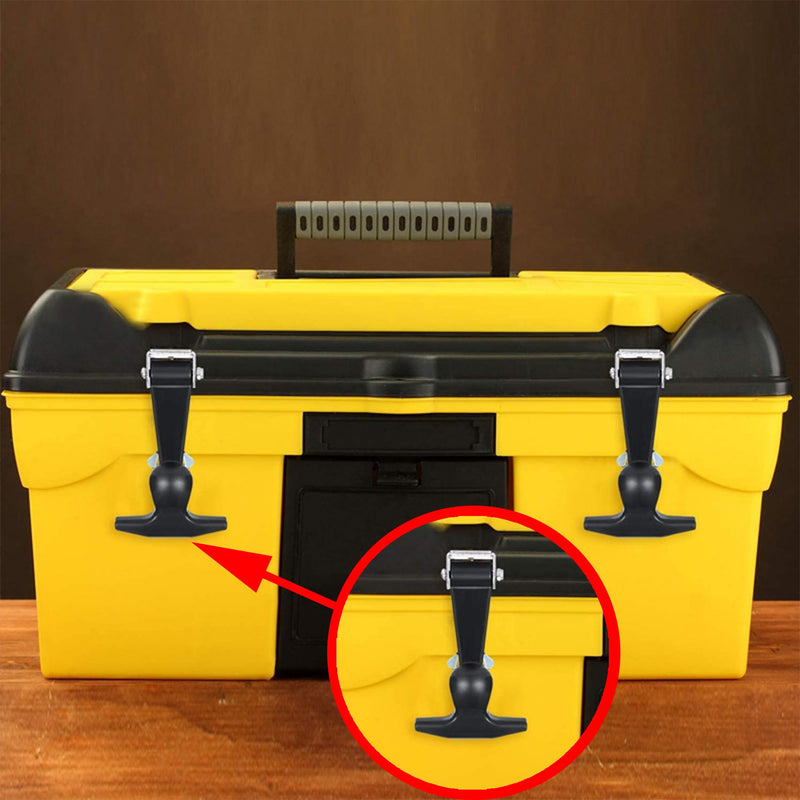 [Australia - AusPower] - 4.6'' Rubber Flexible T-Handle Draw Latches, Black Rubber Hood Machine Draw Latches with Brackets for Tool Box, Boat, Cooler, Golf Cart, Machine Equipment, 2pcs 4.6''/T-Handle 