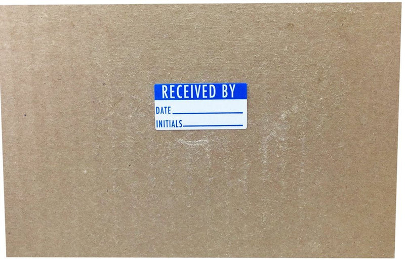 White and Blue Received by Labels, 3/4 x 1 1/2 Inch in Size, 500 Adhesive Stickers on a Roll (Pack of 2) 0.75 x 1.5" Rectangle (Pack of 2)