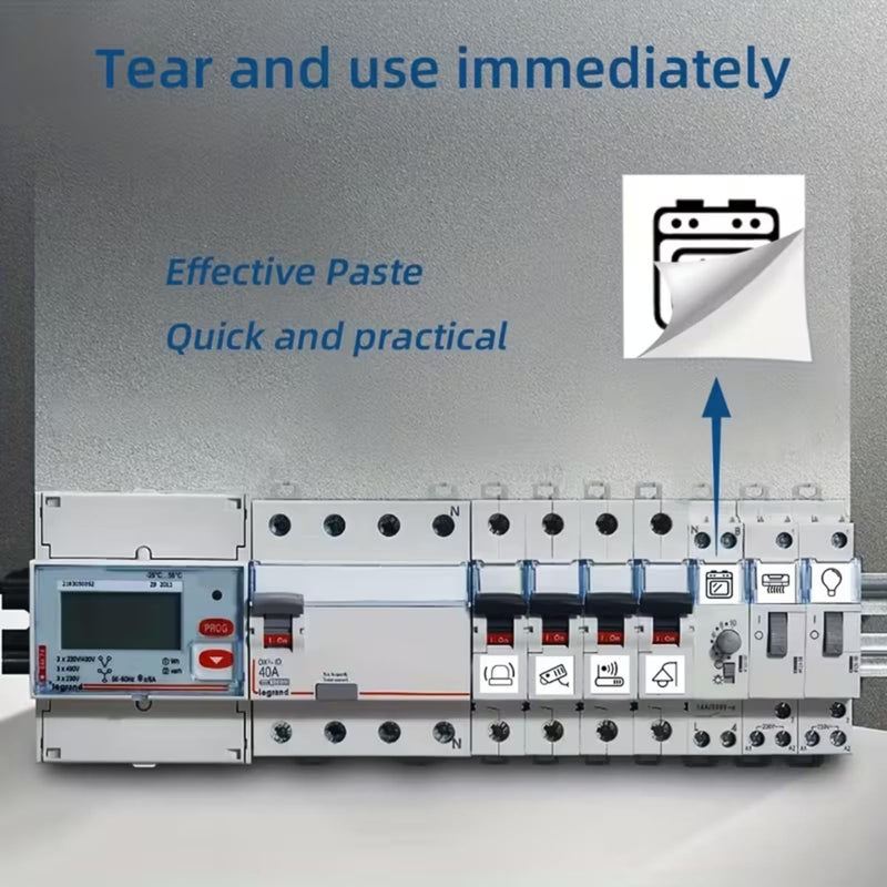 Meter Board Label Stickers - 70 Pieces/Set. Reminder Stickers for Distribution Boxes, Electric Meters and Electrical Panel Circuit Breakers, Suitable for Circuit Diagrams and Socket Identification. Colorless