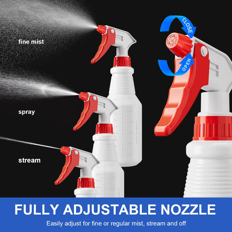 [Australia - AusPower] - Spray Bottles (4 Pack, 24 Oz) Refillable Empty Plastic Water Spraying Bottle for Cleaning Solutions, Hair Spray, Car Detail, Watering Plants, Heavy Duty Mist Stream Sprayer with Measurement 24 Oz, 4 Pack 