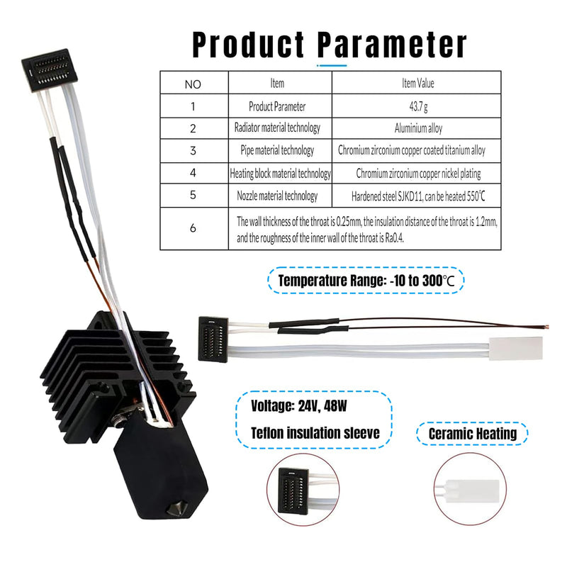 Hotend P1P/P1S Assembly with Standby Nozzles Compatible with Bambu Lab P1P/P1S Series 3D Printers, 5 PCS Hardened Steel Nozzles (0.2, 0.4, 0.6, 0.8,1.0mm) with DIY Tools and A Parts Box... P Serial Hotend Kit