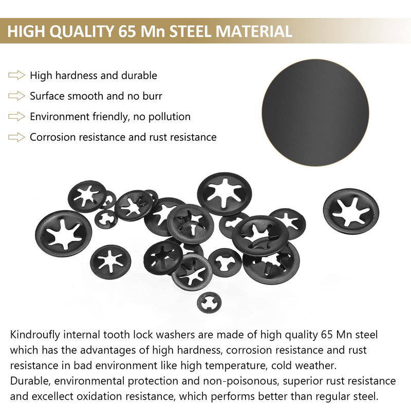 [Australia - AusPower] - 420 Pieces Internal Tooth Star Lock Washers, Kindroufly 5 Sizes Quick Speed Locking Washers, Push on Retaining Clips Assortment Kit (M2, M2.5, M3, M4, M5) M2, M2.5, M3, M4, M5 