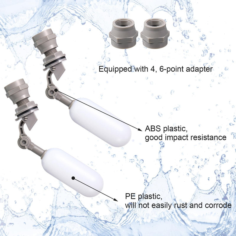 [Australia - AusPower] - 8 Pieces 1/2 Inch Float Ball Valve Plastic Mini Float Valve With Adjustable Arm for Automatic Water Level Control of Tank 8 