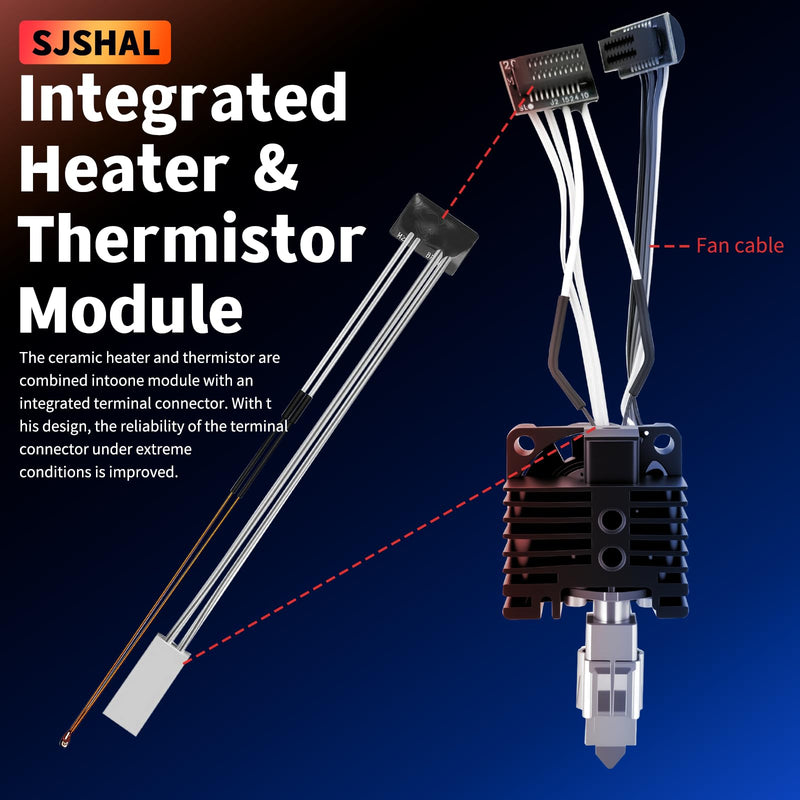 Bamboo Lab P1P, P1S Hotend Complete Kit, Full Assembly Hardened Steel Hot End with 0.4mm Nozzle, Cooling Fan, Thermistor,and Extruder Heating Block Replacement for P1 Series 3D Printer P1 Series Hotend Hardened Steel 0.4mm