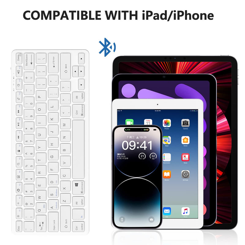 [Australia - AusPower] - TaIYanG Bluetooth Keyboard for iPad Wireless Keyboard Compatible iPad 10th/iPad 10.2(9th/8th/7th Generation),iPad Air 5th/4th, iPad Pro 11/12.9, iPad 9.7, iPad Mini and All Bluetooth Devices (White) White 