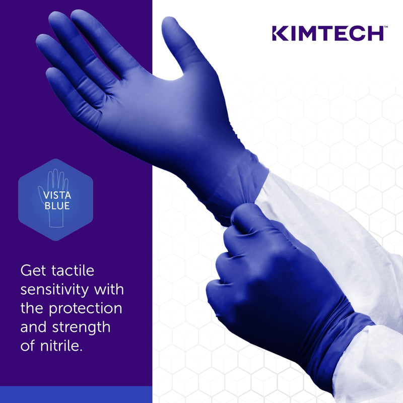 KIMTECH™ Vista™ Nitrile Exam Gloves (62827) 4.3 Mil, Ambidextrous, 9.5”, M, 200 Nitrile Gloves / Box,Blue Medium (Pack of 200)