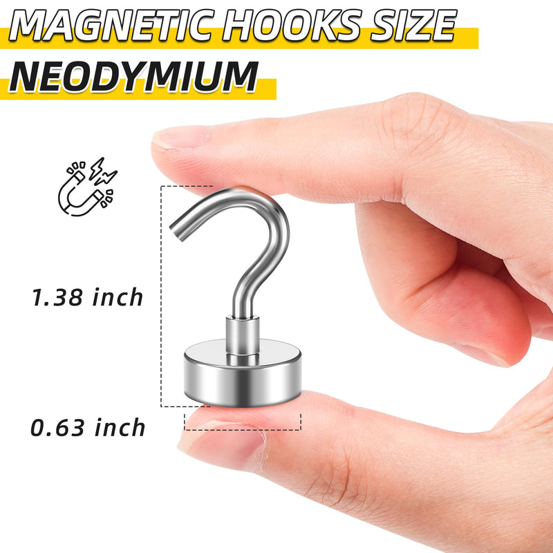 [Australia - AusPower] - VNDUEEY 20 Pack Magnetic Hooks, 25Lbs Magnet Hooks Heavy Duty, Strong Magnetic Hooks Cruise, Fridge Magnets with Hooks for Hanging, Magnet Hook for Kitchen, Classroom, Garage, and Office Silver 
