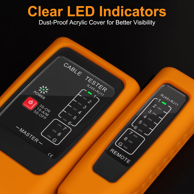 [Australia - AusPower] - Network Cable Tester and Ethernet Tester with POE Detection, 300m Remote RJ45 Tester for Cat5/Cat6 Cable, Automatically Checks Continuity, Open, Short, Crossover (Battery Not Included) Upgrade RJ45 Tester 