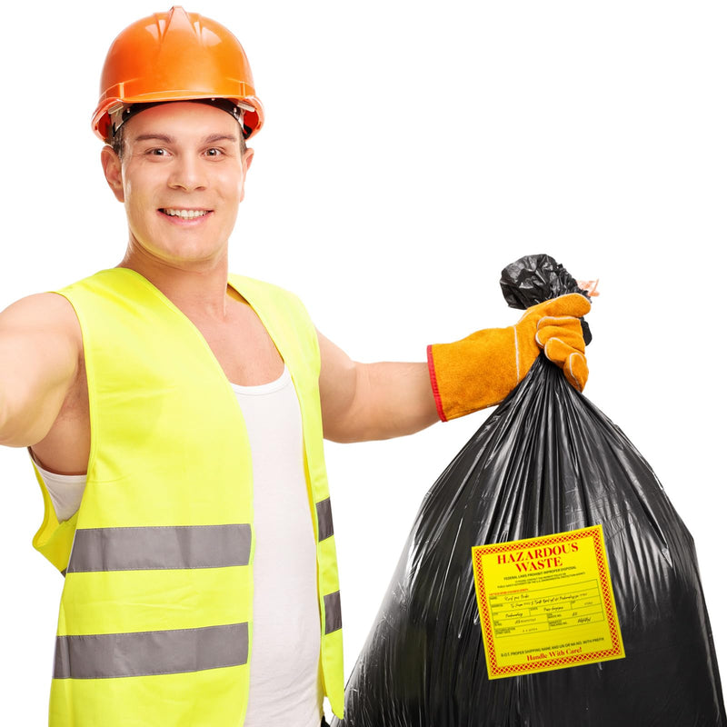 [Australia - AusPower] - 50 Pcs Hazardous Waste Label Adhesive Vinyl Hazmat Labels Legend "Hazardous Waste - Federal Laws Prohibit Improper Disposal. Handle with Care! " 6 x 6 Inch Red/Black/Yellow 