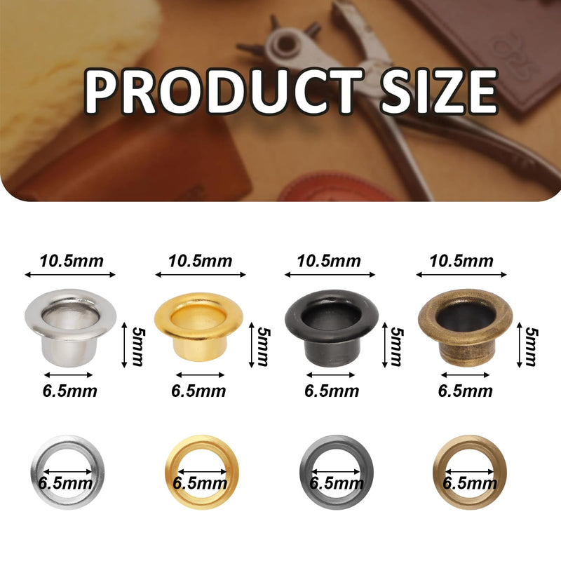 [Australia - AusPower] - Litoexpe 6mm ID Grommets Eyelets, 800 Pieces Metal Grommet Kit Hole Self Backing Eyelet for Repairing Canvas, Clothes, Leather (4 Colors) Multicolor 6 MM 