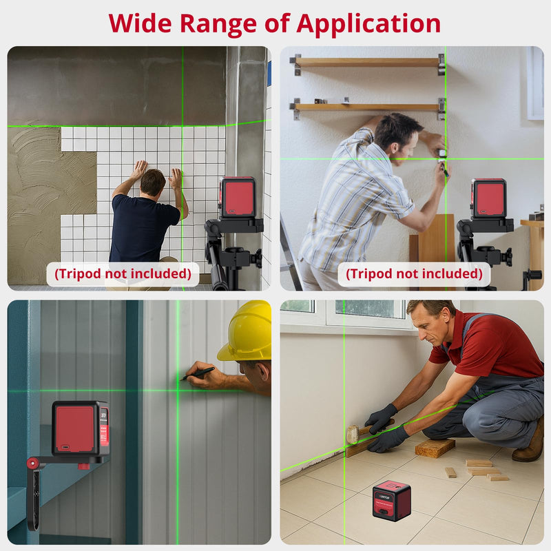 [Australia - AusPower] - 100Ft Laser Level Self Leveling (±3°) with ±1.5mm/5m Accuracy Green Cross Laser Level with Magnetic Bracket and Pouch for Picture Hanging Wall Floor Tile Construction (Class 2 Laser) 
