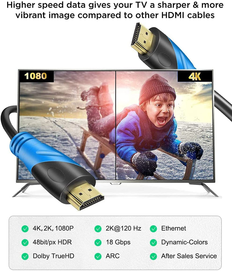 4K HDMI 100 FT Cable (HDMI 2.0,18Gbps) Ultra High Speed Gold Plated Connectors,Ethernet HDMI Cord, 4K@60HZ 2K 1080P 3D ARC Compatible with UHD TV Monitor Laptop Xbox PS4/PS5 ect(30m) 100FT