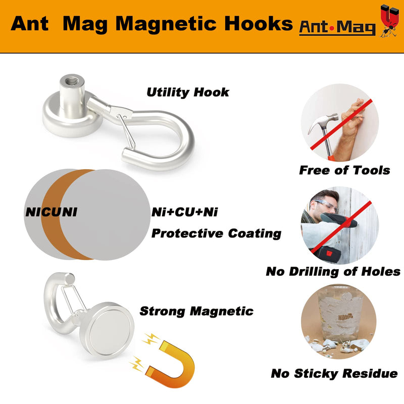 [Australia - AusPower] - Ant Mag Magnetic Hooks Heavy Duty with Snap 22lbs Strong Magnet Hooks Great Hanging for Refrigerator, Cruise Cabin, Grill, Wreath,Kitchen,Office 10 Pack EL16 10 Pack 