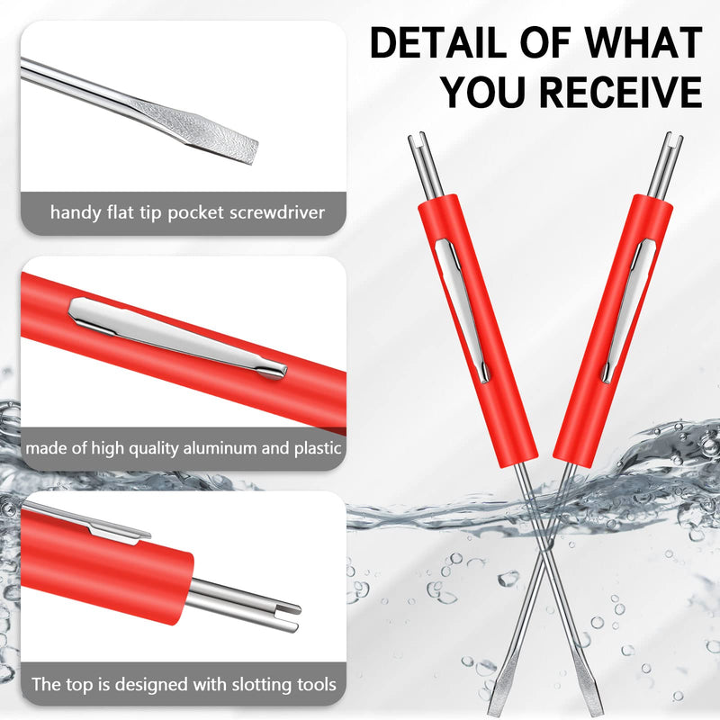 [Australia - AusPower] - Zhehao 10 Pcs Pocket Screwdriver with Valve Core Removal Tools, Mini Screwdriver Set Small Dual Use Screwdriver Kit with Clip for Mechanics Electricians Electronic Technician Assembler?Red? Red 