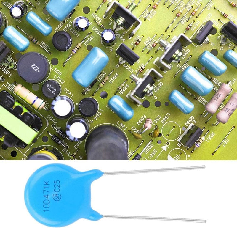 50-Piece Varistors, 10K471 Inline Varistors 10 mm Diameter 470 V Round Varistor Radial Lead Discs Varistor, for Resistance Power Supply Industrial Plants