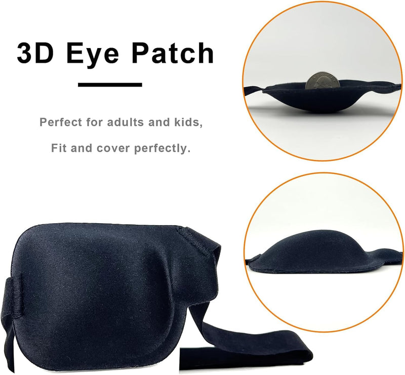[Australia - AusPower] - 3D Eye Patch, Medical Eye Patches for Adults Kids, 3D Amblyopia Lazy Eye Patches for Left Eye Black 