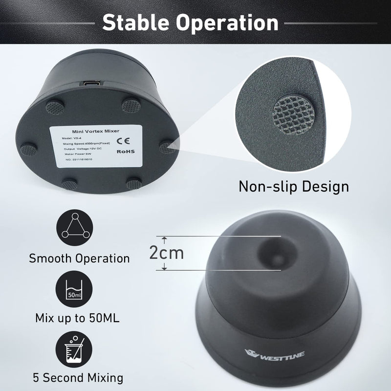 [Australia - AusPower] - 4000rpm Mini Vortex Mixer Lab Paint Shaker,Scientific Vortex Shaker with Touch Function for Eyelash Sharker Glue Adhesives Gel Polish and Test Tubes Vortex Mixing,Black BLACK 
