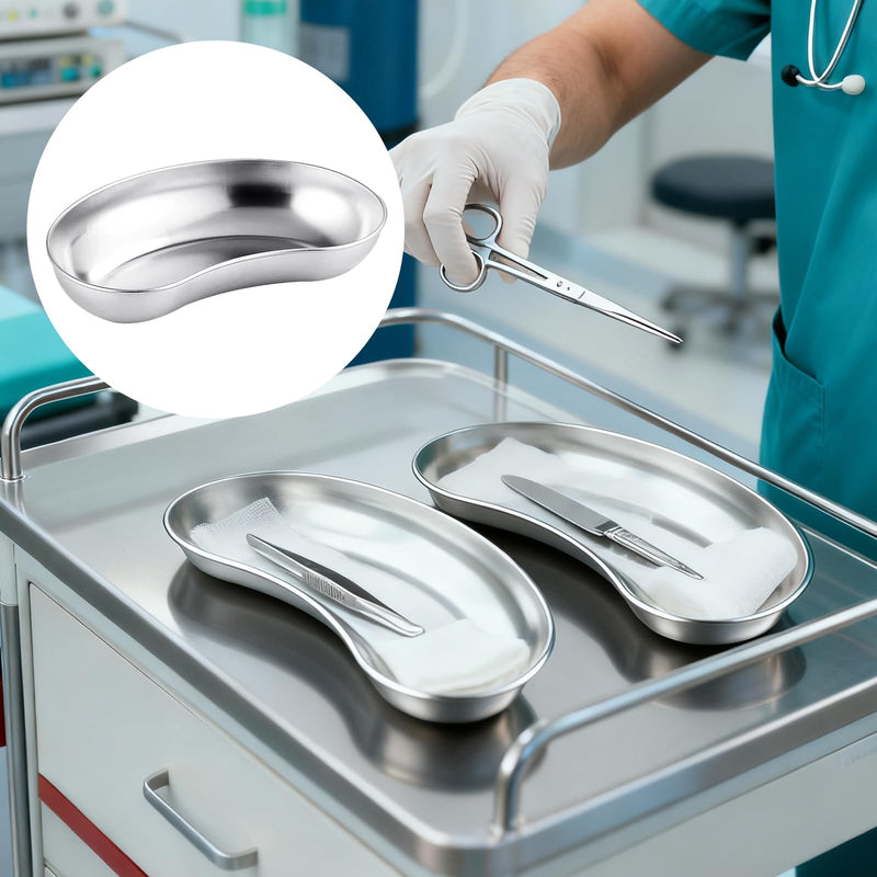 Surgical Kidney Bowl Stainless Steel Curved Trays Pack of 3 | Medical, Trays Laboratory Bowls, Reusable Trays for Storage Große
