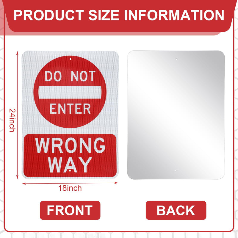 Blulu 1 Pcs 24" x 18" Do Not Enter Wrong Way Metal Sign 80 Mil Aluminum Laminated Intensity Grade Reflective Rust Free Weatherproof Signage Do Not Enter Sign Outdoor for Road Traffic Safety Warning