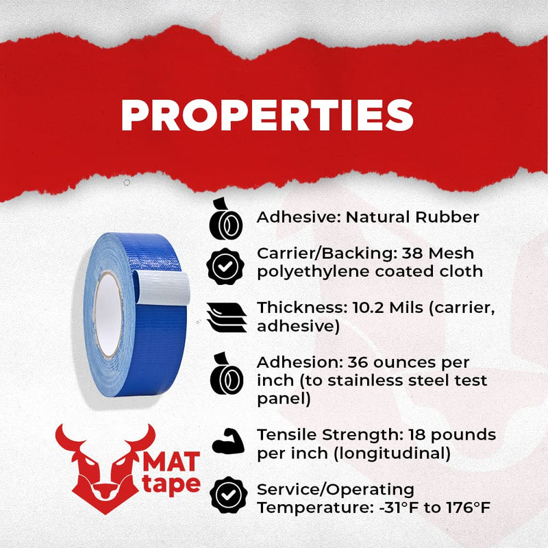 MAT Duct Tape White Industrial Grade, 6 inch x 60 ft. Waterproof, UV Resistant for Crafts, Home Improvement, Repairs, & Projects