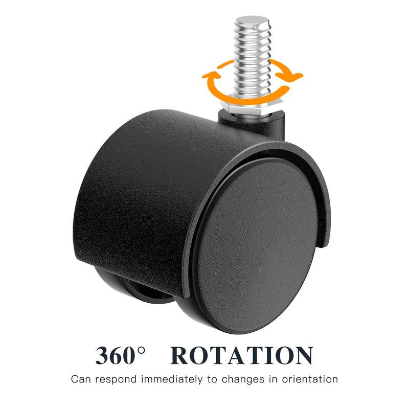 [Australia - AusPower] - 1.5 Inch Plastic Casters Set of 4, M8 Stem Nylon Furniture Wheel Replacement, Threaded Stem Swivel Cart Wheels, workbench Small Casters (Black) 1.5 inch 