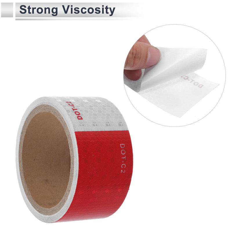 Reflective Tape 16.4ft x 1.97" Argyle Warning Safety Adhesive Tape Outdoor Reflector for Cars Trucks Red,White 1 Pc 16.4ft x 1.97"