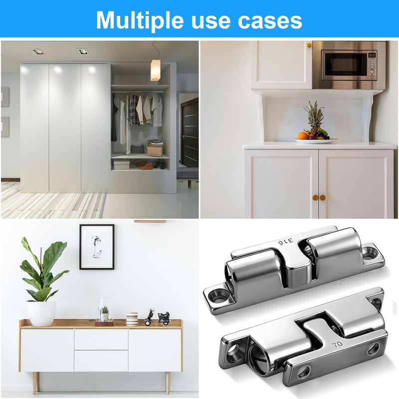 Frienda Marine Grade 316 Stainless Steel Cabinet Tension Catch 70 mm Double Ball Tension Roller Catch Latch for Ship Hardware, Deck Installation, Cabinet, Closet & Furniture Door Silver 2