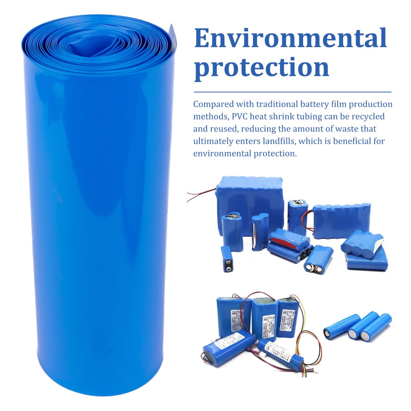 [Australia - AusPower] - Battery Wrap PVC Heat Shrink Wrap Tube for 18650 21700 26650 Lithium Battery DIY Battery Packs Flat Width 3.9in(100mm) Length 9.9ft (3m) Blue 100mm 