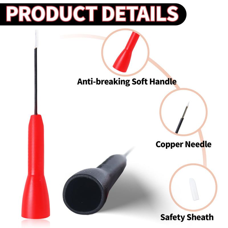 [Australia - AusPower] - 4 Pack 2mm Extended Needle Test Probes, 600V/10A Non-Destructive Multimeter Test Probe Insulation Wire Piercing Needles for Leads tl71 tl75 