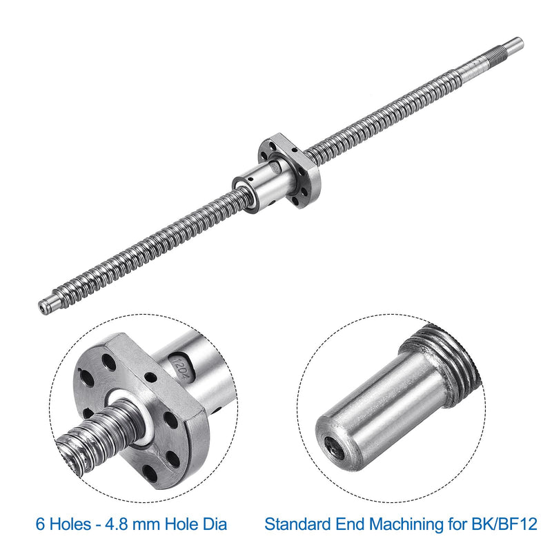 [Australia - AusPower] - uxcell BallScrew SFU1204 (Dia 12mm, Lead 4mm, Length 350mm) with Ball Screw Nut Anti Backlash Ball Screw Kit Standard End Machining for BK/BF12 CNC Machine Parts 