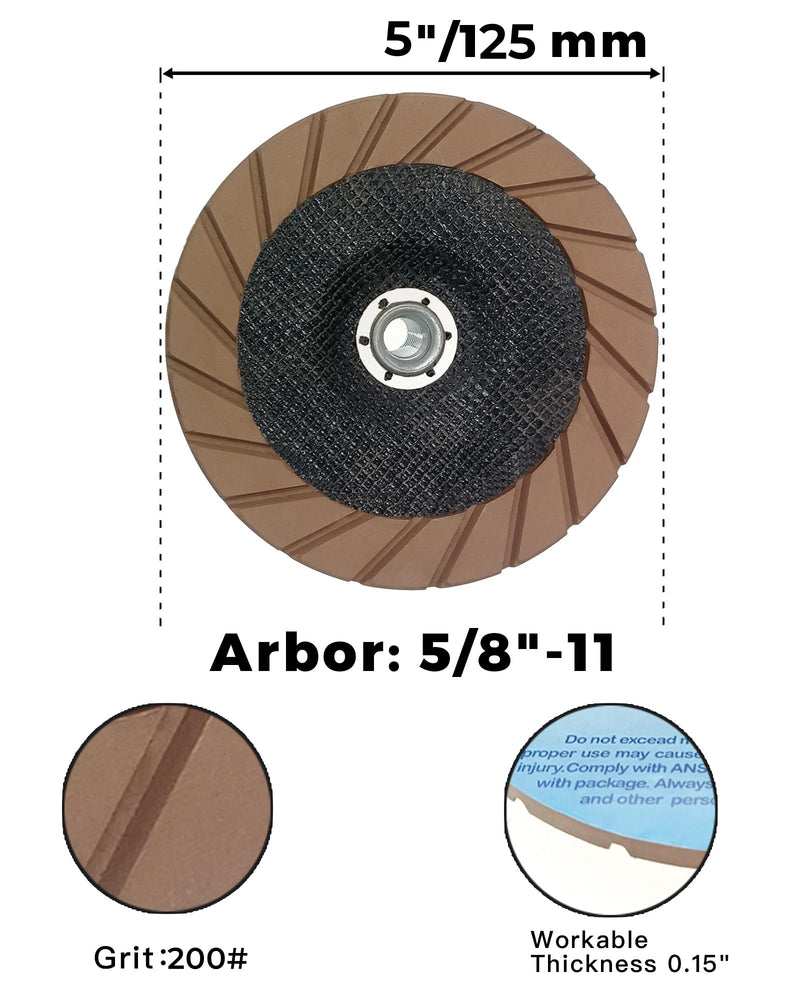 [Australia - AusPower] - Concrete Grinding Wheel 5" Ceramic Diamond Cup Wheel for Floor Grinding, 200# Dry Edge Polishing Discs Fits Angle Grinder, 5/8"-11 200# 