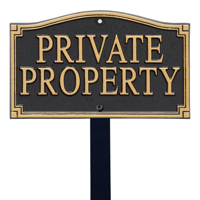 SmartSign “Private Property” GardenBoss Statement Plaque | 5.75" x 9.5" Aluminum Plaque with 18" Black Lawn Stake, Made in USA Traditional