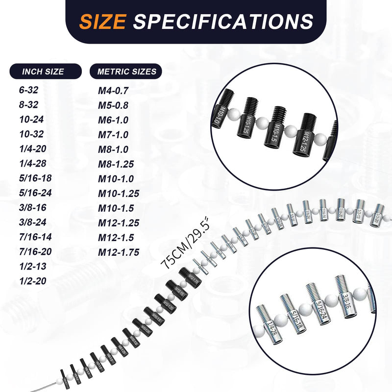 [Australia - AusPower] - Nut & Bolt Thread Checker - 26 Male/Female Gauges - 14 Inch & 12 Metric for Quickly Checking Nuts and Bolts Inch or Metric and Verifying The Size SWTC-26 