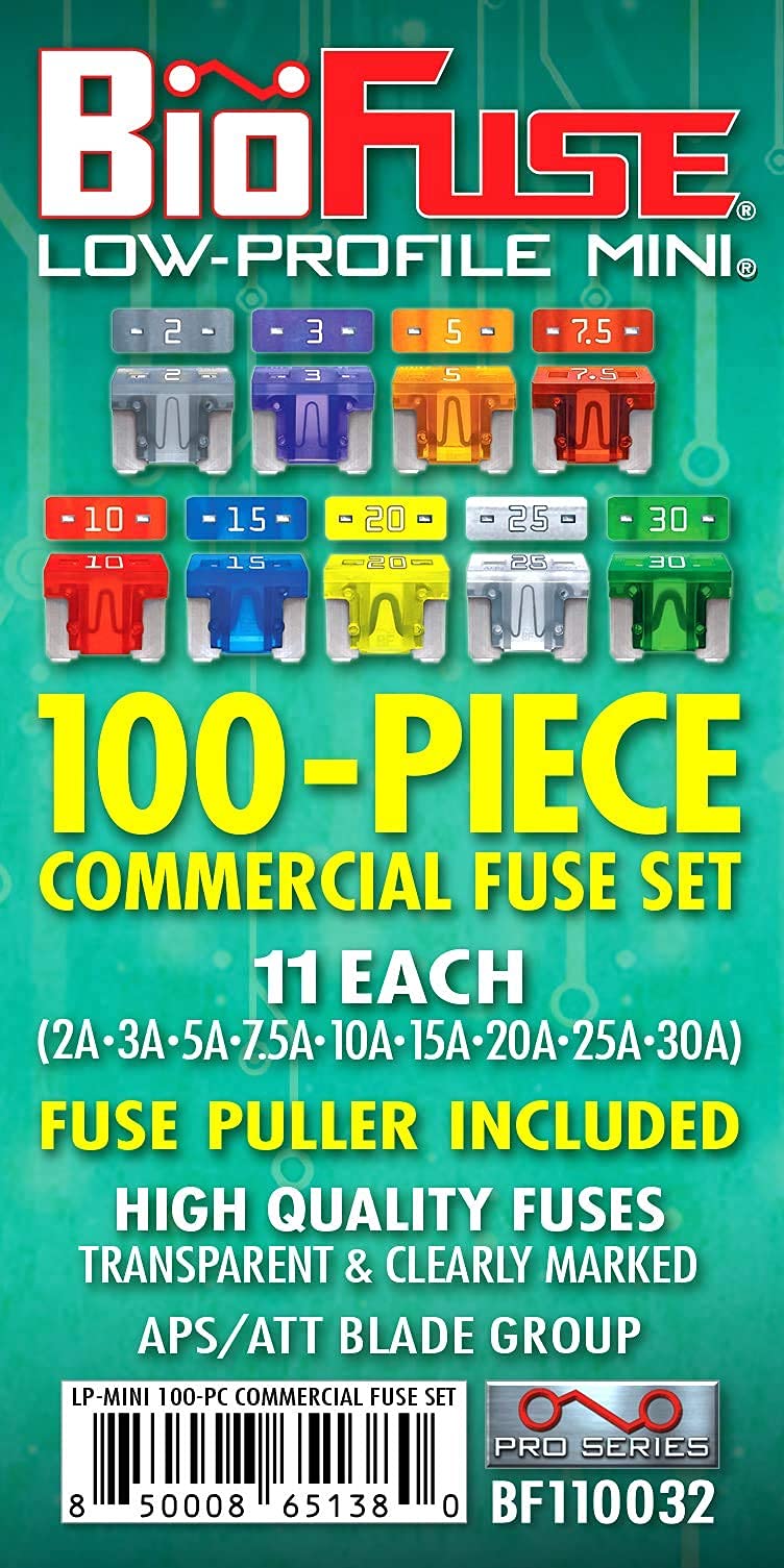 [Australia - AusPower] - Low Profile Mini ATT 100 Piece Automotive Commercial Car Fuse Assortment (99 LP-Mini Blade Fuses + Fuse Puller) 2A 3A 5A 7.5A 10A 15A 20A 25A 30A 