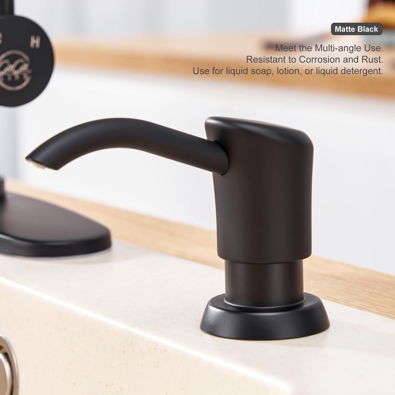 GAGALIFE Built in Counter Soap Dispenser for Kitchen Sink and Soap Dispenser Extension Tube, Anti-Leakage Upgrade with 40" Soap Tube, No More Top Refill (Matte Black) Matte Black