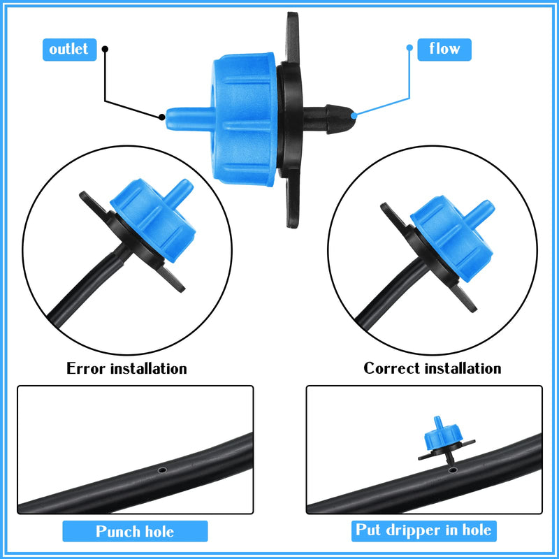 [Australia - AusPower] - 50 Pcs Drip Irrigation Emitters 1/4 Inch 4 GPH Water Tubing Irrigation Tubing Pressure Compensating Dripper Emitters System Drip Tip Constant Flow Heads Parts for Garden Watering Dripper 1/2 GPH 