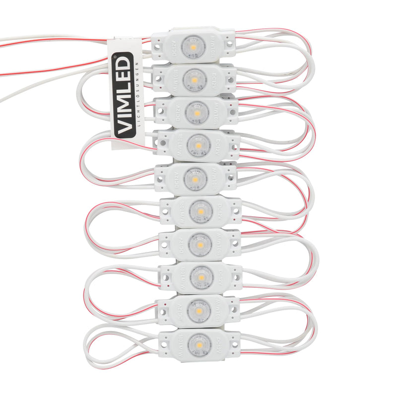 12 V LED Injection Modules - 20 Pieces 0.36 W / 65 lm in Neutral White - IP67 Modules for Light Advertising, Ambience and Work Light