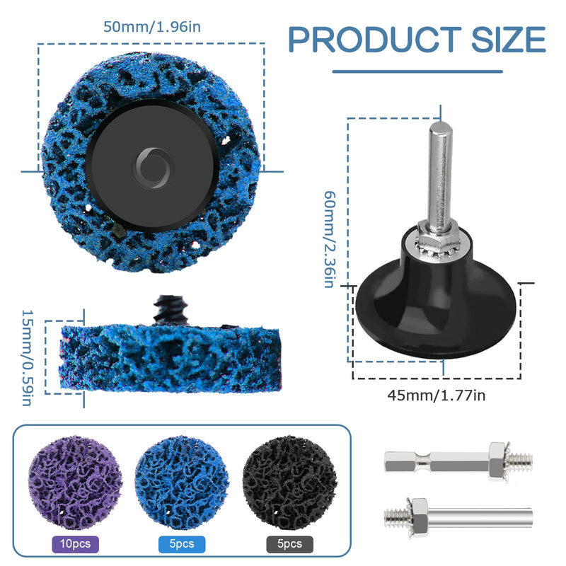 [Australia - AusPower] - Kizaten CSD Disc Sanding Discs, Pack of 20, 50 mm Coarse Cleaning Disc, Cleaning Tray Set with Two Tie Rods for Angle Grinders of Paint, Rust Welds, Oxidation Cleaning and Removal 