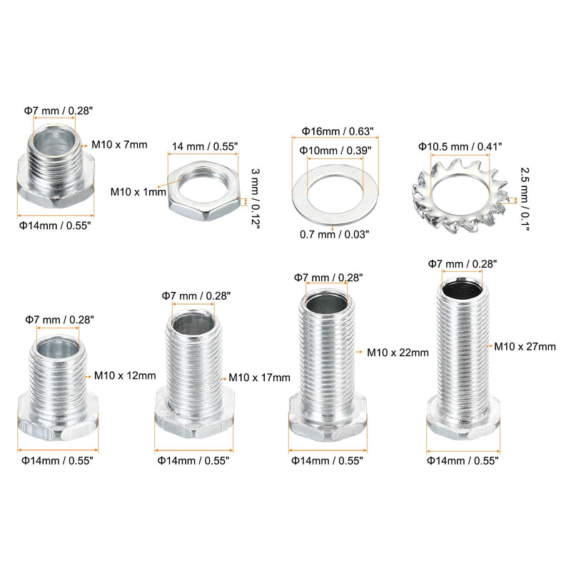[Australia - AusPower] - PATIKIL M10 Hex Hollow Screw Bolts, 4 in 1 / 200Pieces Through Hole Bolt Chandelier Fasteners with Hex Nut and Gasket 200 