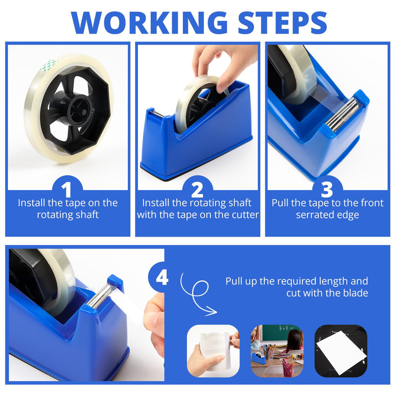 HTVRONT Heat Tape Dispenser + 4 Rolls Heat Tape for Sublimation White + 4 Rolls Heat Resistant Tape Blue10mm x33m(108ft)