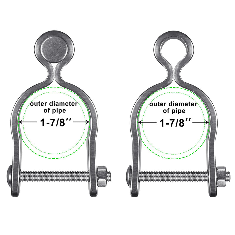 Insaga 2 Pack 1-7/8" Heavy Duty Chain Link Fence Gate Hinges, 304 Stainless Steel T-Post & Pipe Gate Hinge Kit with Frame and Post Brackets, Bolts & Nuts Included for Farm, Cattle, and Chain Link Gate Light Weight 1-7/8''-2Pack