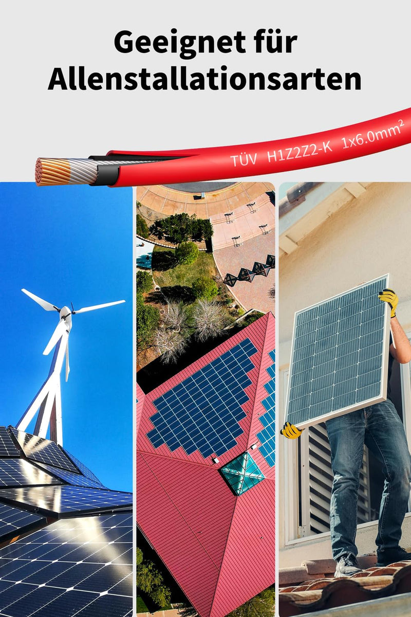 [Australia - AusPower] - Solar Cable 4 mm²/6 mm², Solar Cable Extension 1/2/3/5/8/10/12/15/18/20 m, Multi-Contact 4, IP67 Waterproof, Extension Cable (4 mm² 5 m) 4mm² 5M 