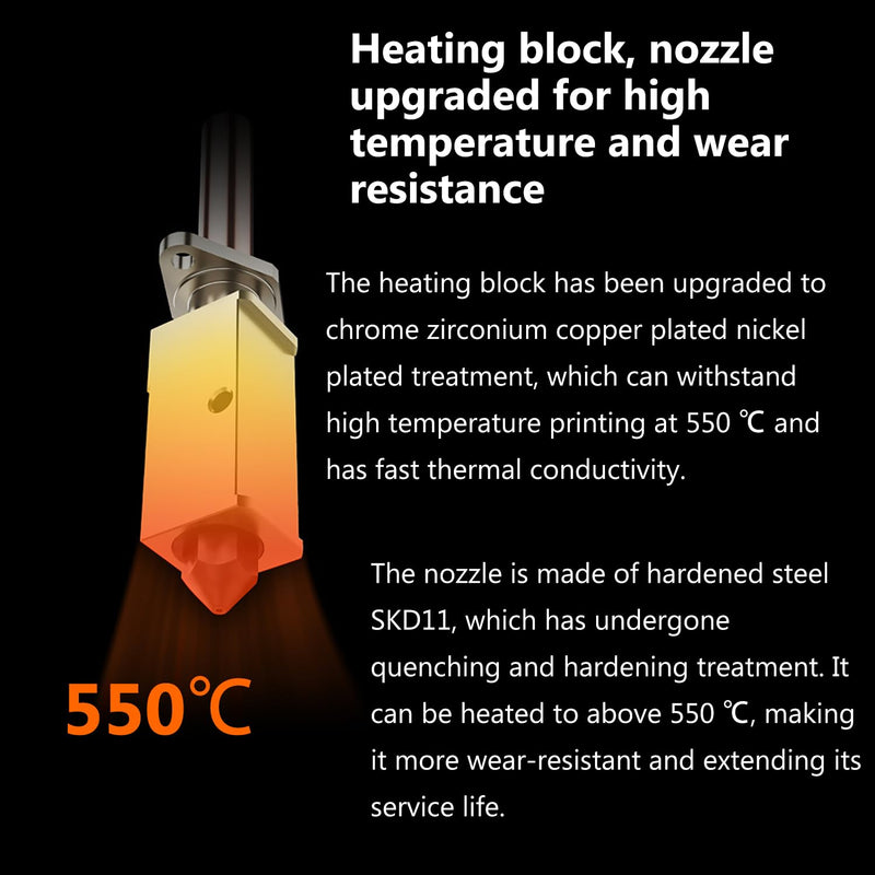 X1/X1C/X1E Complete Hotend with Fan 0.4mm Hardened Steel Nozzle 3D Printer Ceramic Extruder Print Head Kit with Heater Cartridge Thermistor Heater Block and Silicone Sock Support High Speed Printing 0.4mm Hotend for X1/X1C/X1E