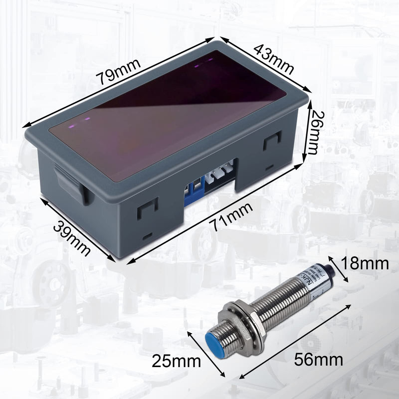 [Australia - AusPower] - Digital LED Tachometer, Icstation RPM Speed Meter AC 110V 220V Digital Motor Tachometer with Hall Proximity Switch Sensor NPN for Lathes, Conveyor Belts, Quality Inspection Machines 