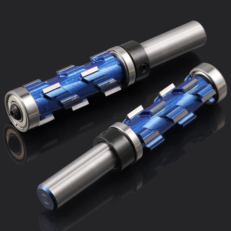 Flush Trim Router Bit 1/2" Shank, Double Bearings Flush Trim Bit 1/2 Spiral Trimming Bit, Wood Router Tool Hardwood Flush Cut Router Bit Router Template Bit for Wood MDF(2PCS) 1/2 inch shank (2PCS)