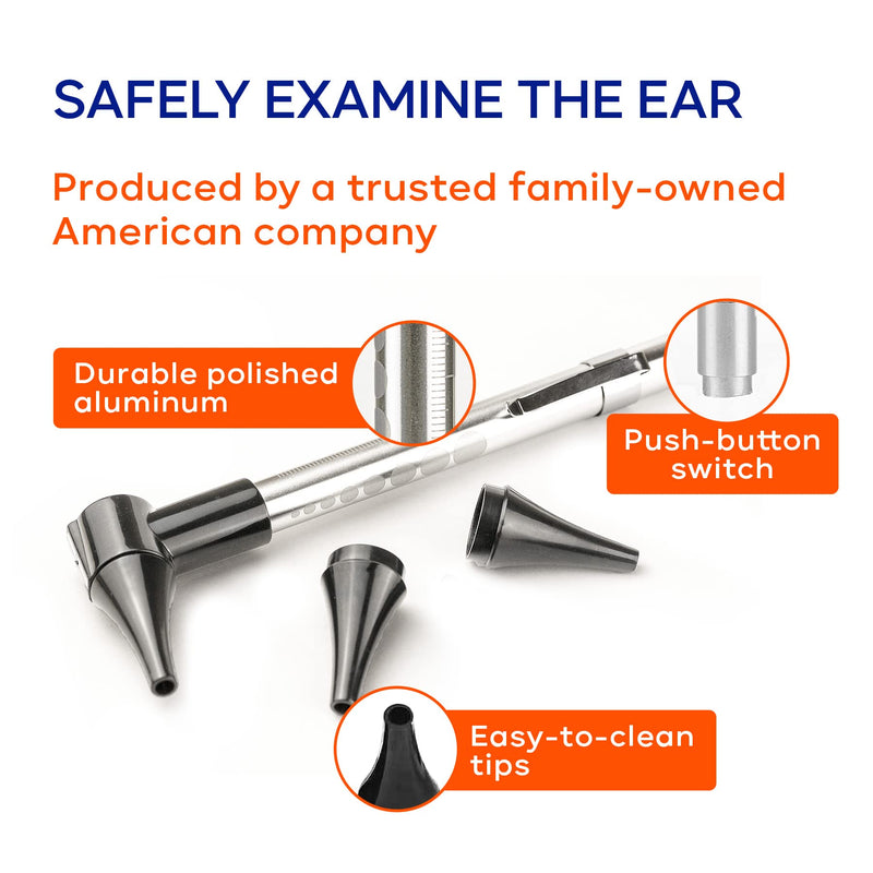 [Australia - AusPower] - WaxBgone Otoscope - Bright LED Light with 3X Magnification to Check Your Family’s Ears at Home - Includes 3 Reusable and Easy-to-Clean Specula Tip Sizes for Adults, Kids & Babies and 2 AAA Batteries 
